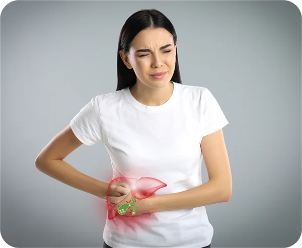 Mujer con dolor abdominal del lado derecho, posible problema de vesícula biliar